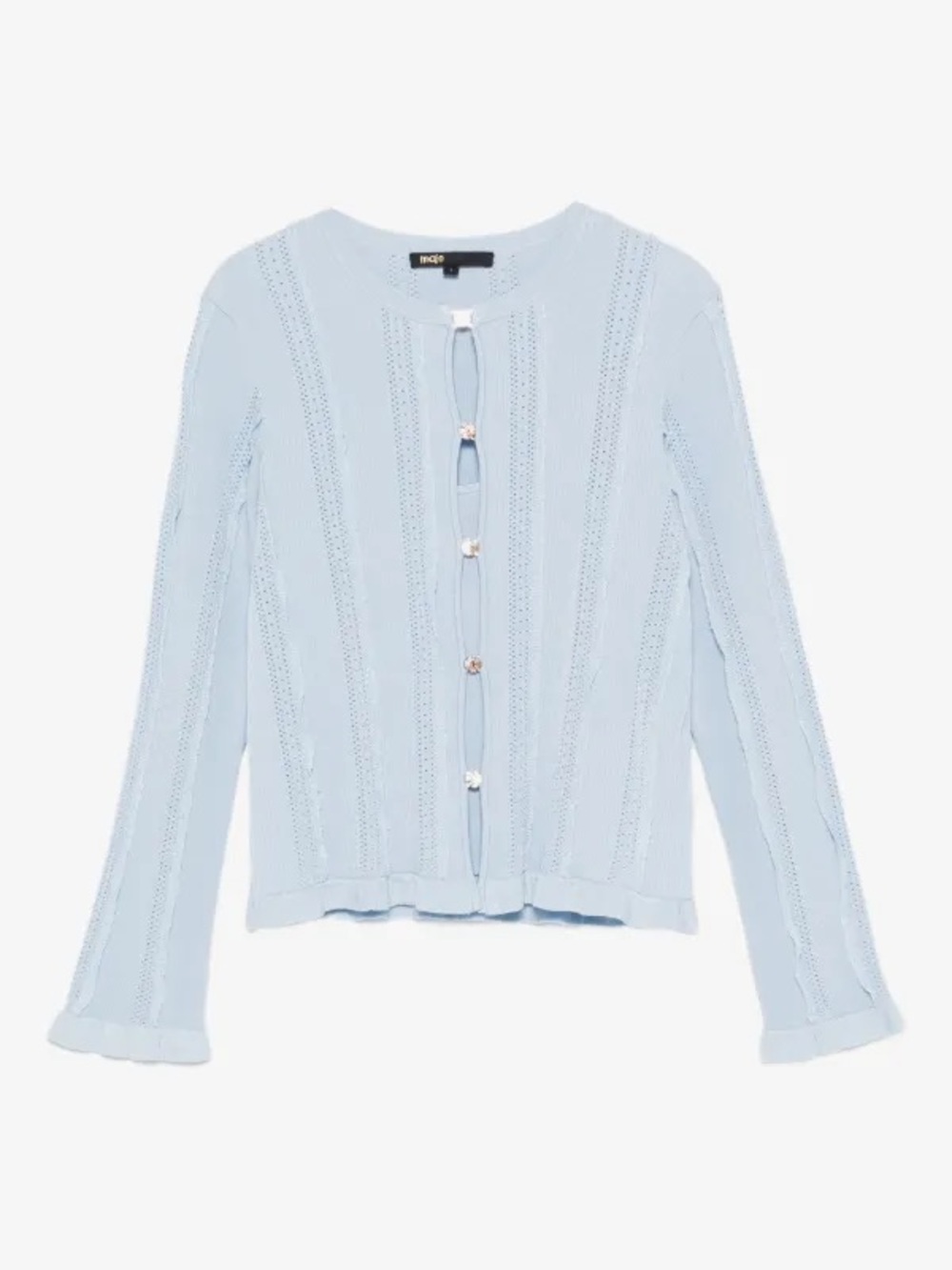 Maje - 2in1 - Light Blue Knit Button-Front Cardigan